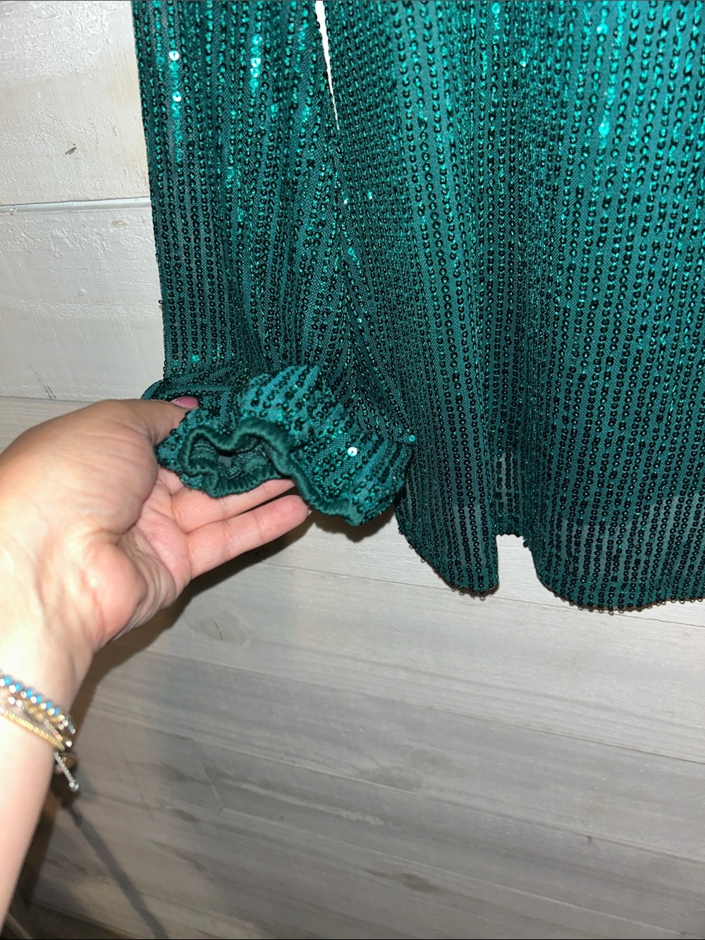 Andree Emerald Sequin Pullover Top - Picture 4 of 6